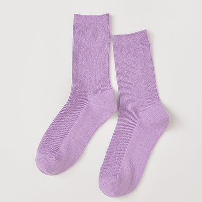 New Color Harajuku Retro Women Lady Cotton Loose Socks Winter In Tube Korean Purple Blue Yellow Pink Designer Christmas Cute
