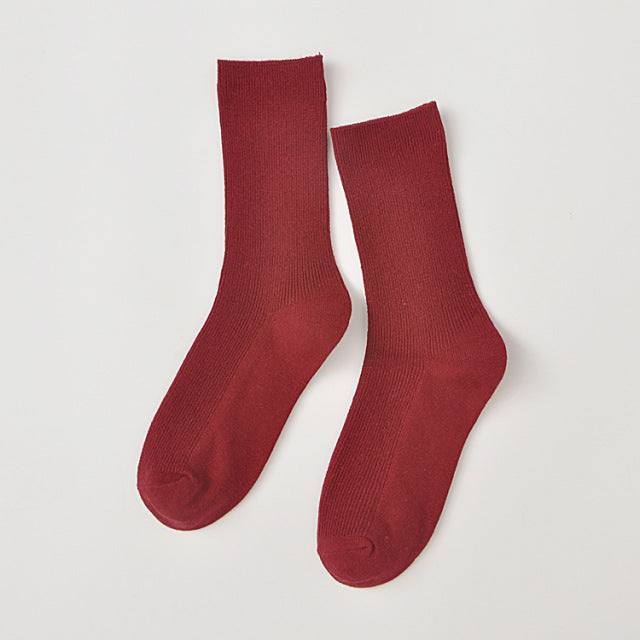New Color Harajuku Retro Women Lady Cotton Loose Socks Winter In Tube Korean Purple Blue Yellow Pink Designer Christmas Cute