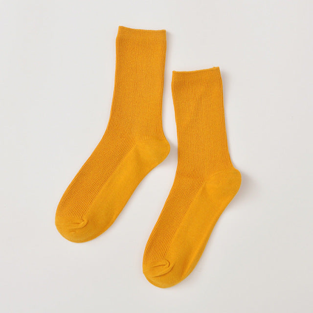 New Color Harajuku Retro Women Lady Cotton Loose Socks Winter In Tube Korean Purple Blue Yellow Pink Designer Christmas Cute