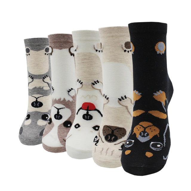 5 Pairs Fashion Colorful Kawaii Cute Cartoon Cotton Women Socks Harajuku Korean Cat Dog Owl Duck Fox Girl Socks