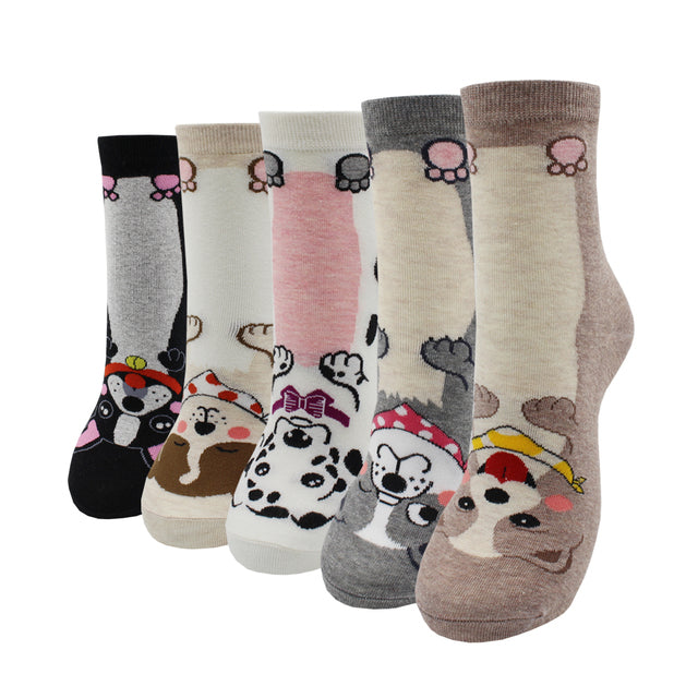 5 Pairs Fashion Colorful Kawaii Cute Cartoon Cotton Women Socks Harajuku Korean Cat Dog Owl Duck Fox Girl Socks