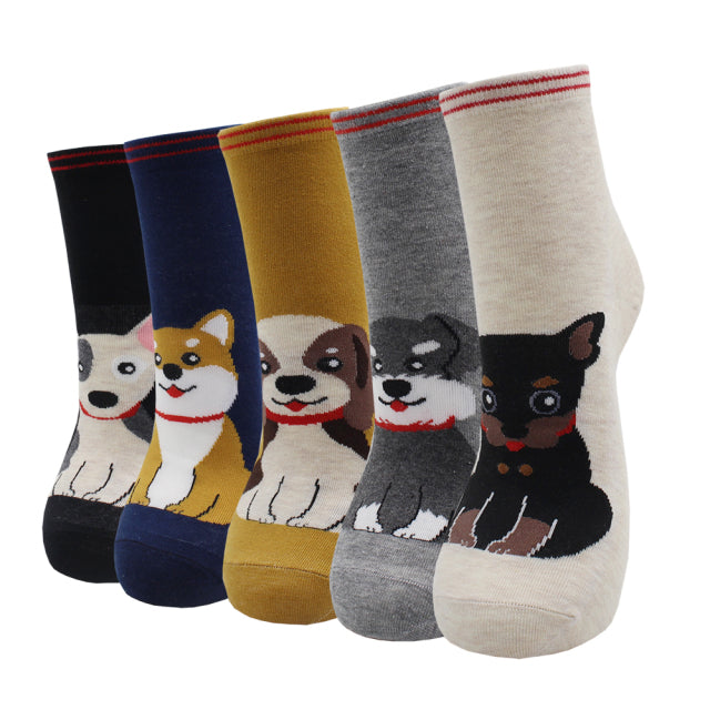 5 Pairs Fashion Colorful Kawaii Cute Cartoon Cotton Women Socks Harajuku Korean Cat Dog Owl Duck Fox Girl Socks