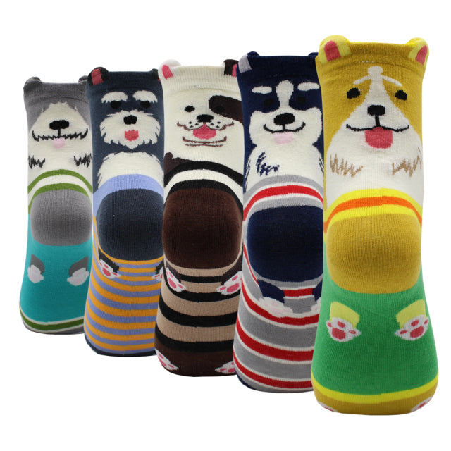 5 Pairs Fashion Colorful Kawaii Cute Cartoon Cotton Women Socks Harajuku Korean Cat Dog Owl Duck Fox Girl Socks