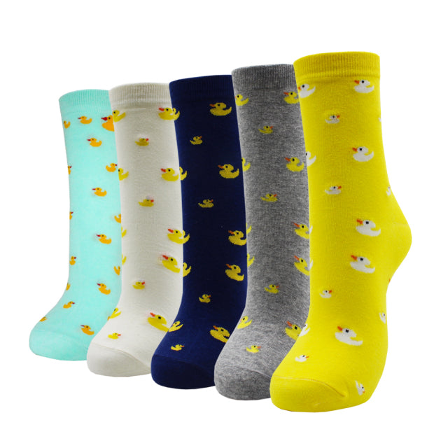 5 Pairs Fashion Colorful Kawaii Cute Cartoon Cotton Women Socks Harajuku Korean Cat Dog Owl Duck Fox Girl Socks