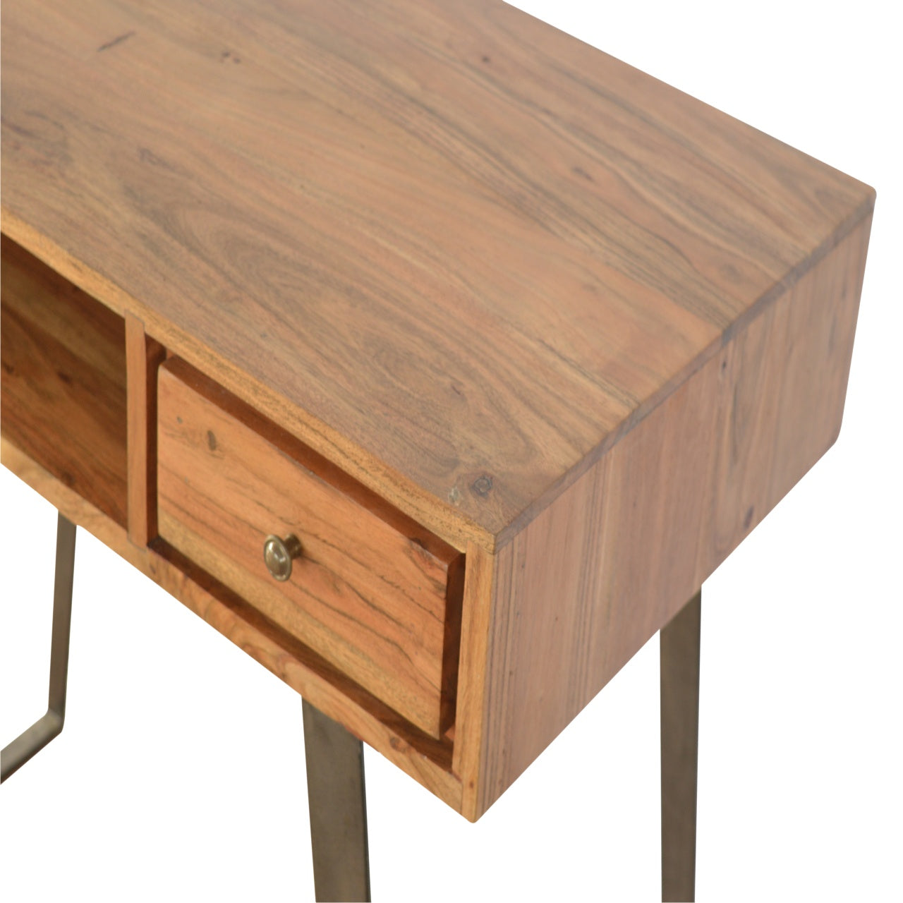 Solid Wood Writing Desk With Iron Legs