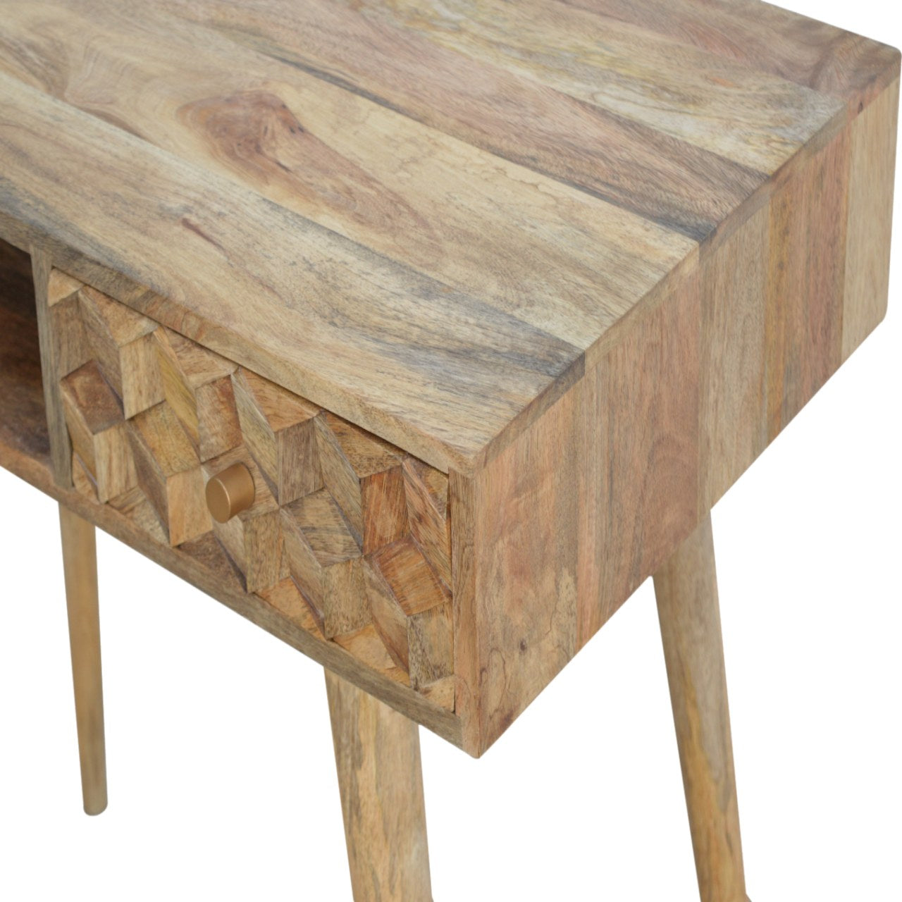 Solid Mango Wood Cube Carved Writing Desk