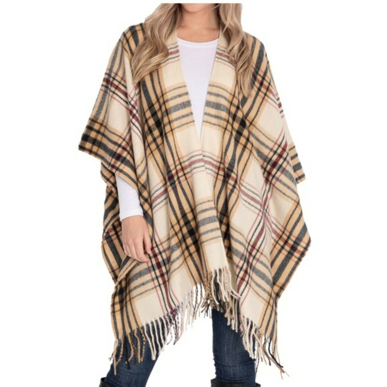 Cream Cross hatch Ladies Shawl