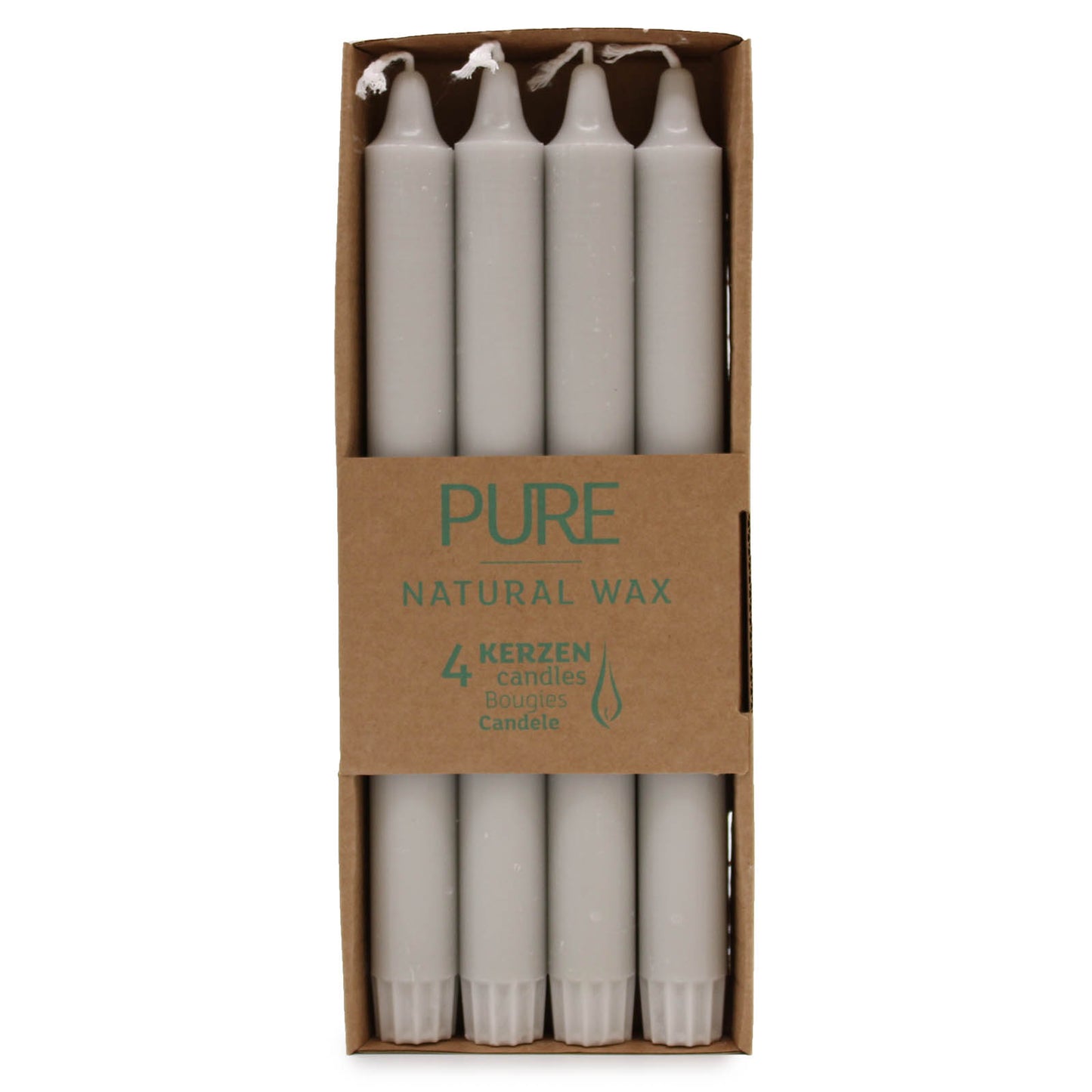 Pure Natural Wax Dinner Candle ( Pack of 4 ) - Silver Grey