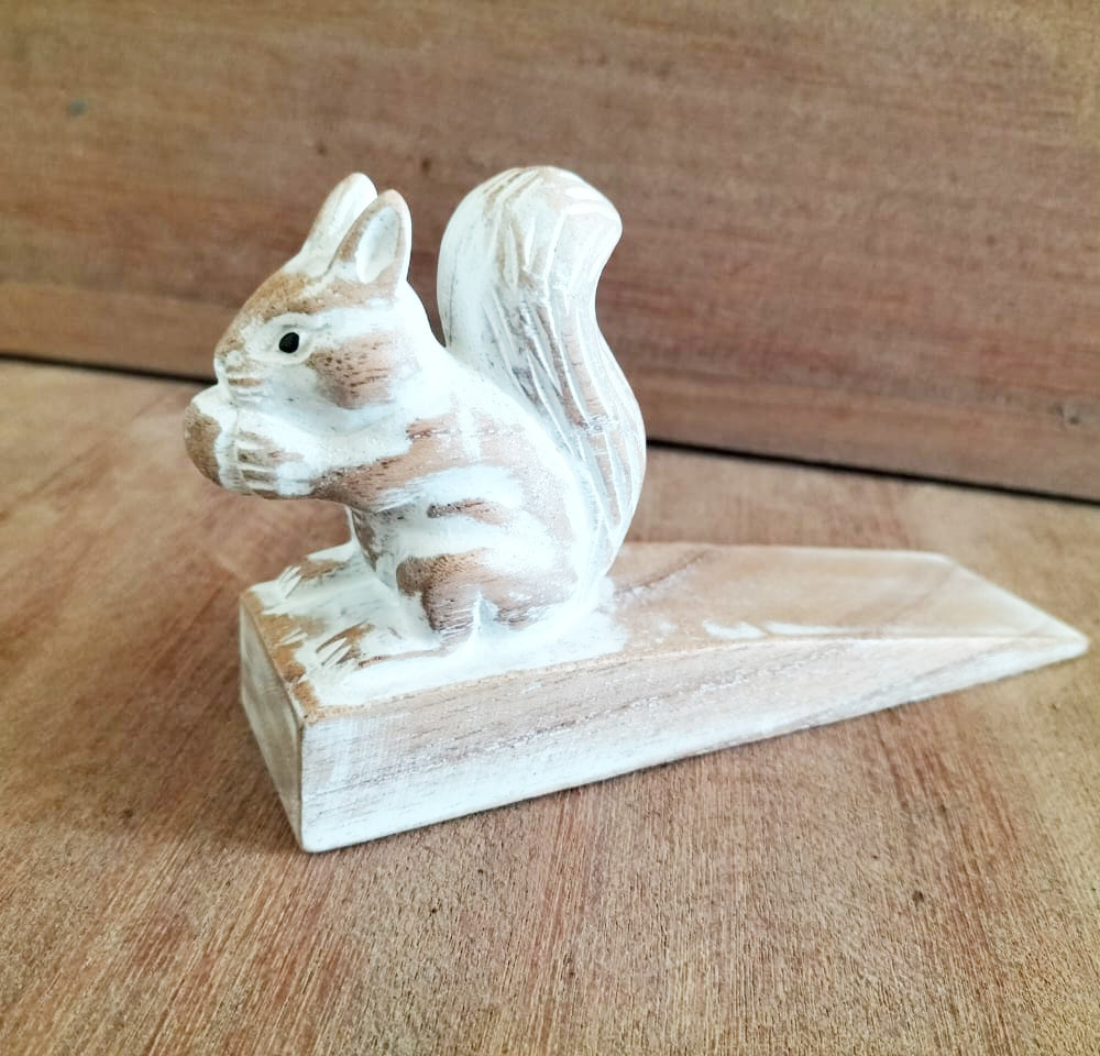 Hand Carved Doorstop -Squirrel