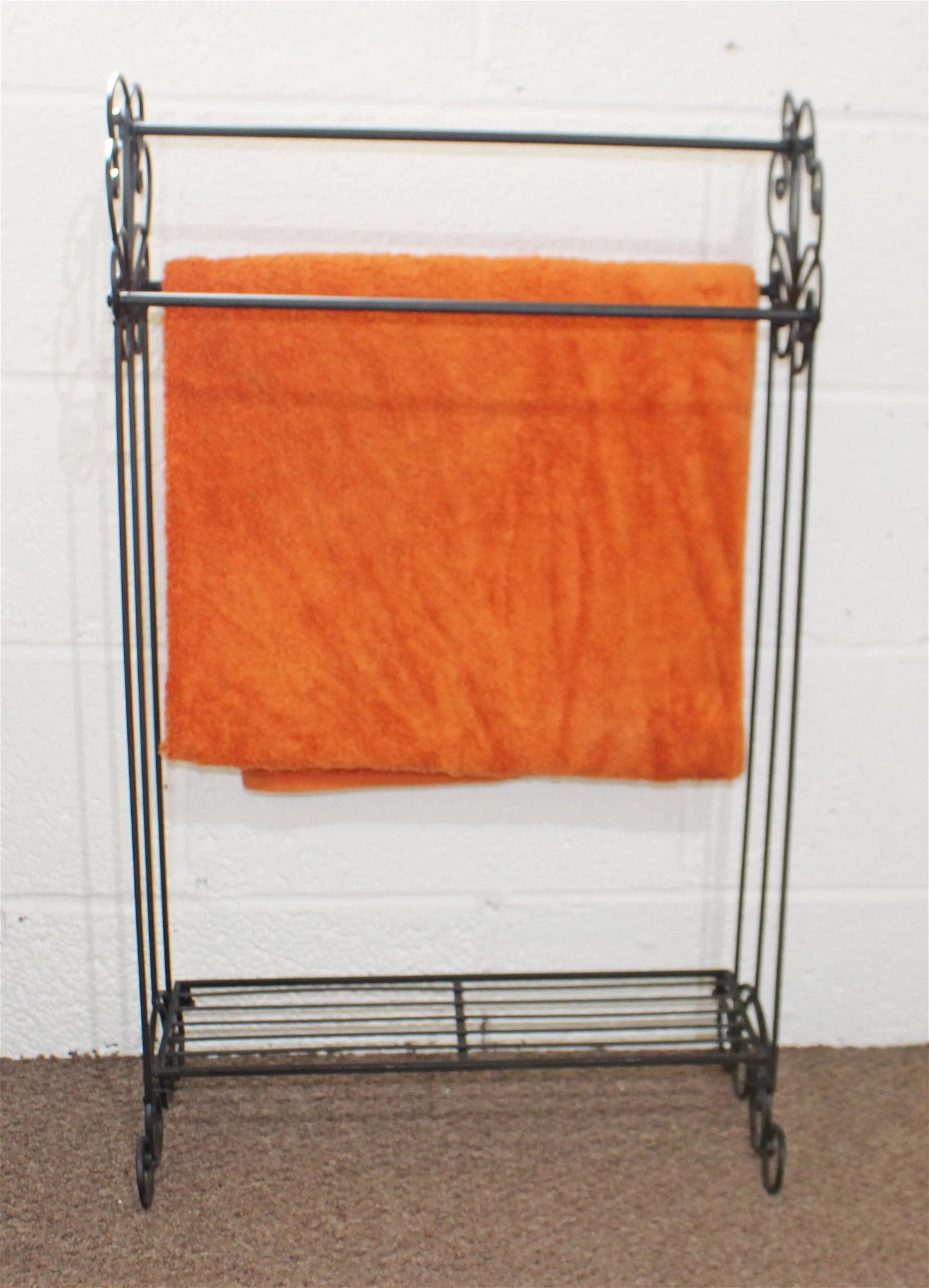 Black Scroll Free Standing Towel Rail