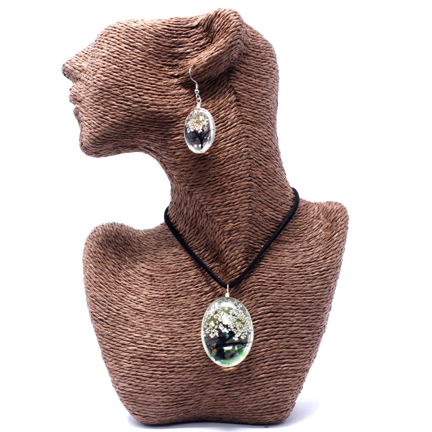 Pressed Flowers Necklaces - Tree of Life set - White