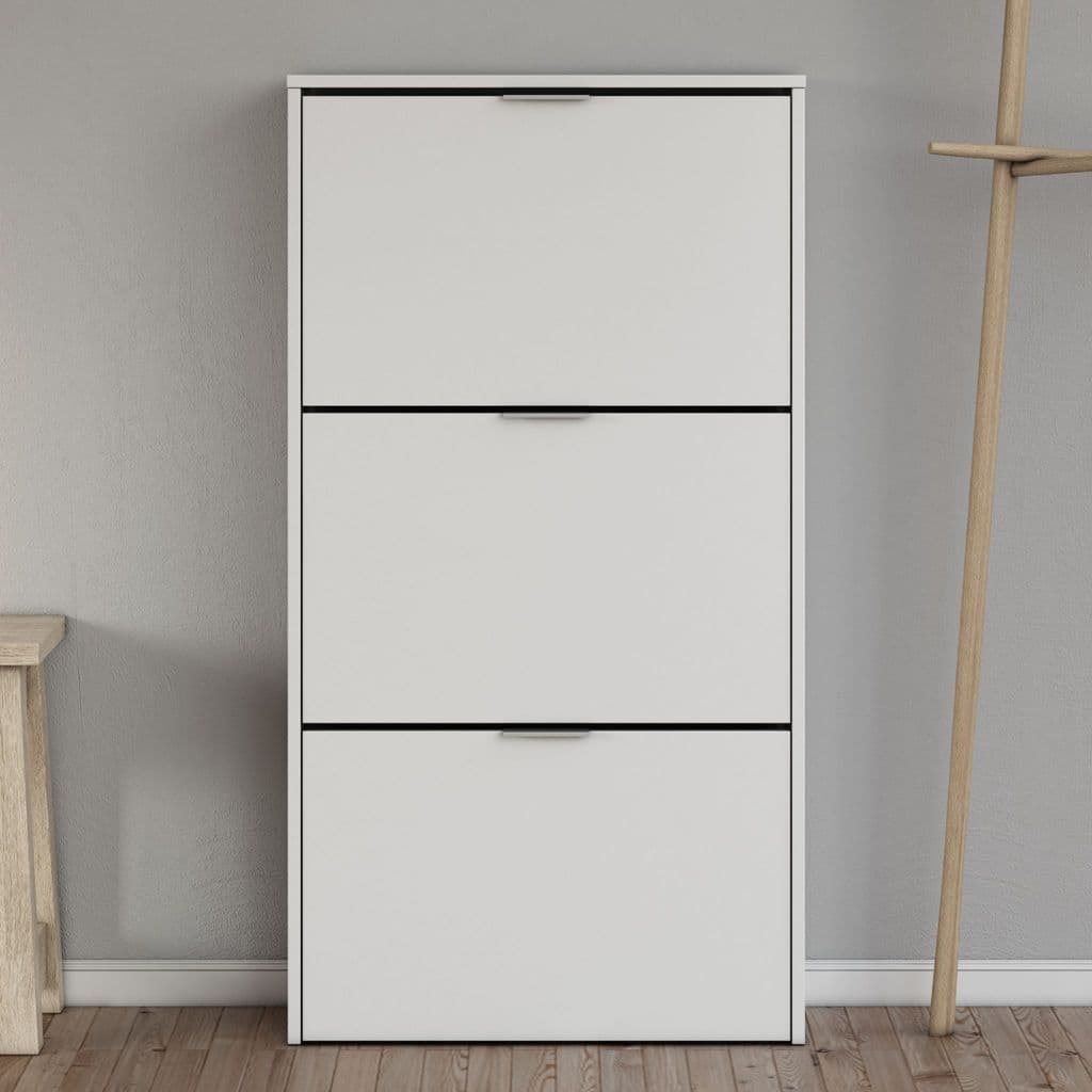 Matt White Three Drawer Shoe Cabinet