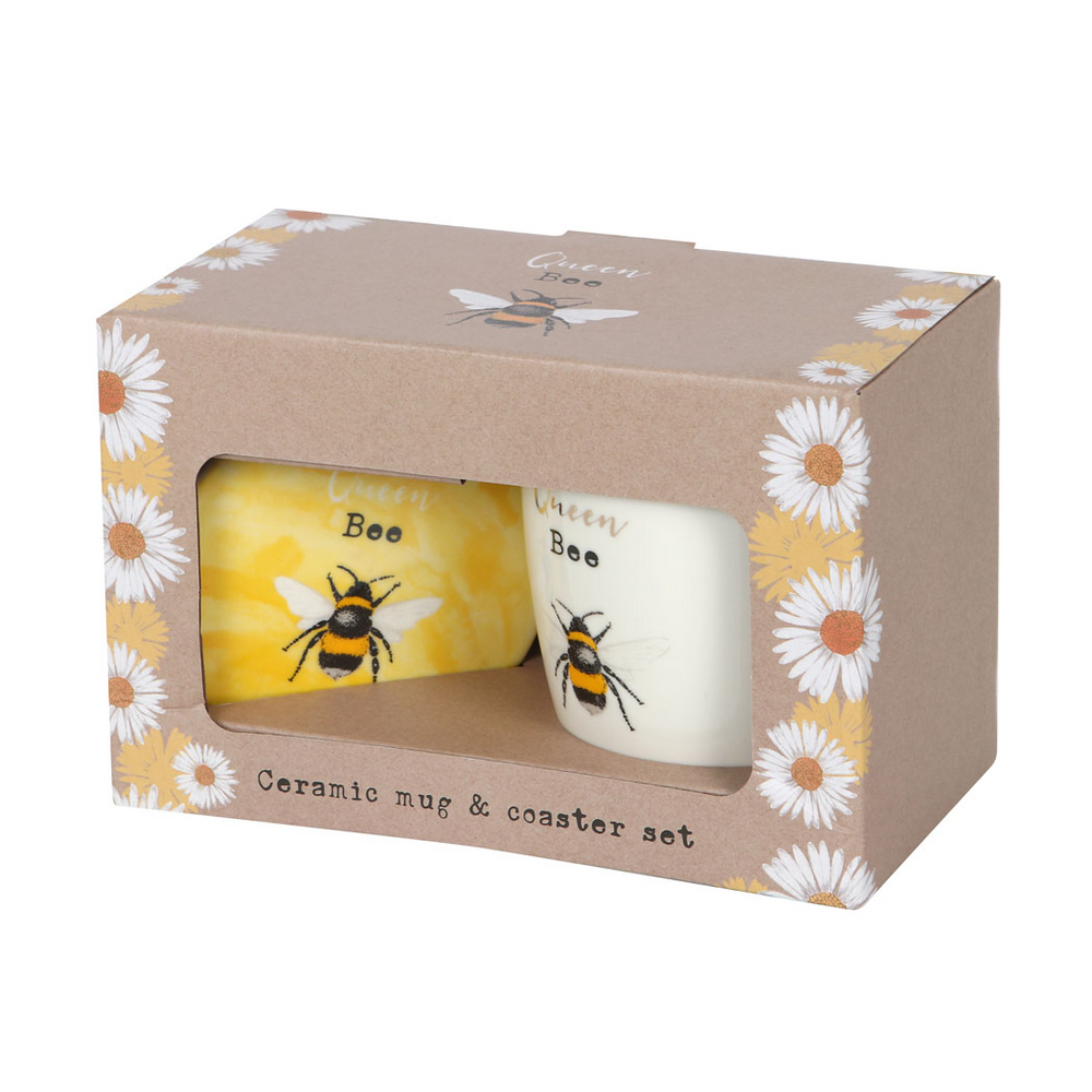 Queen Bee Ceramic Mug and Coaster Set