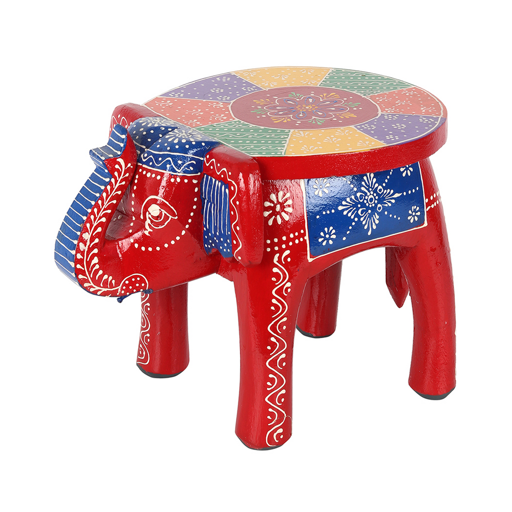 Ornamental Multicoloured Elephant Stool