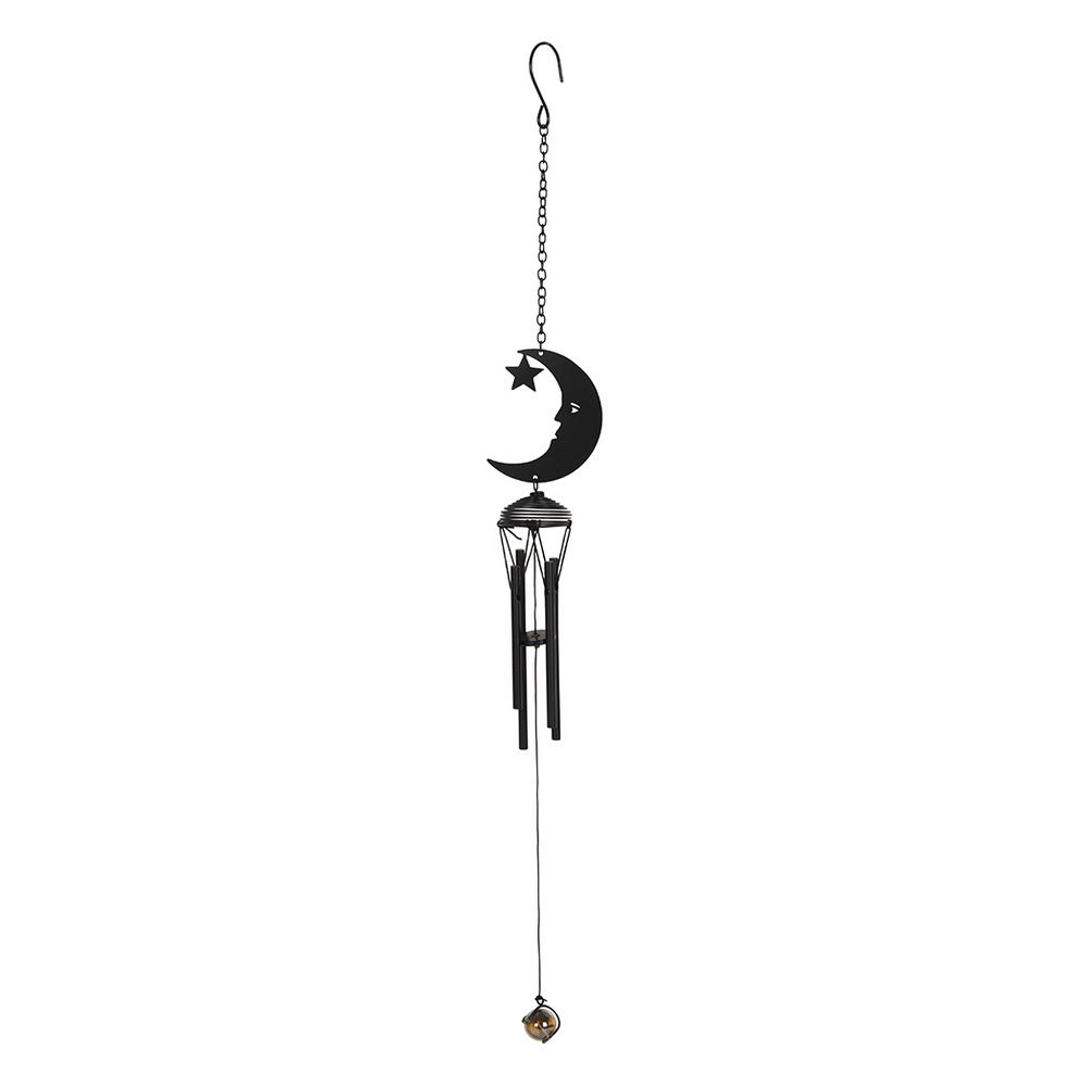 Black Crescent Moon Cutout Windchime