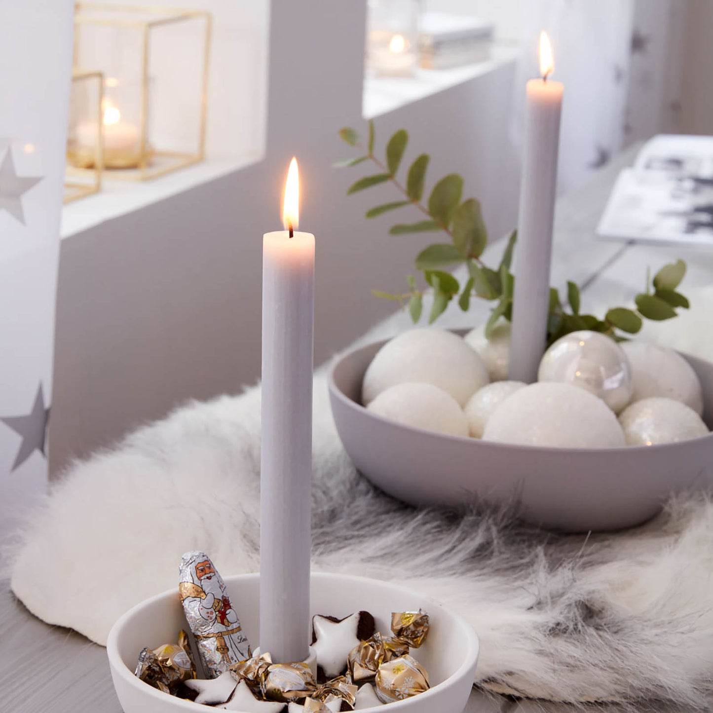 Pure Natural Wax Dinner Candle ( Pack of 4 ) - White