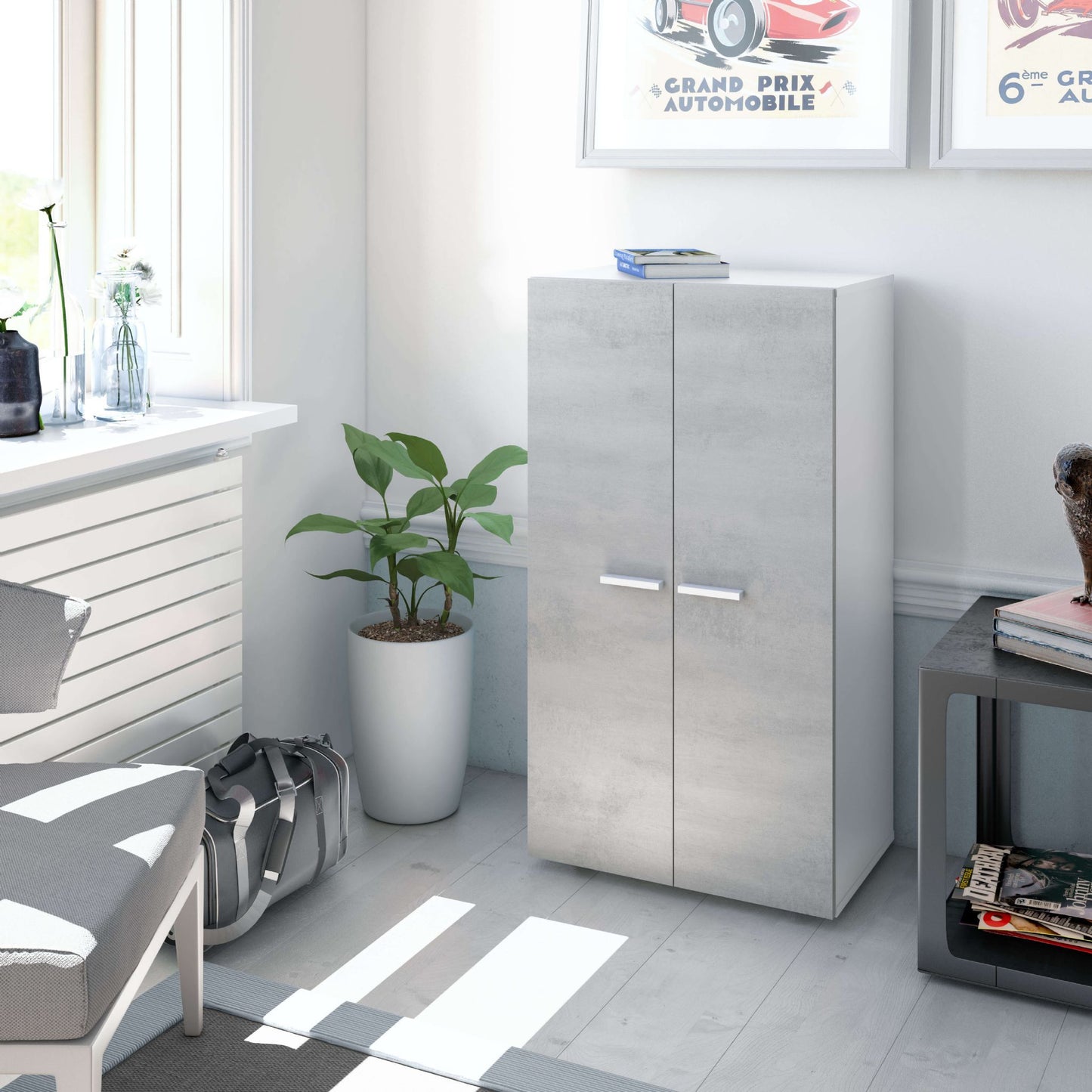 Grey and White Shoe Cupboard