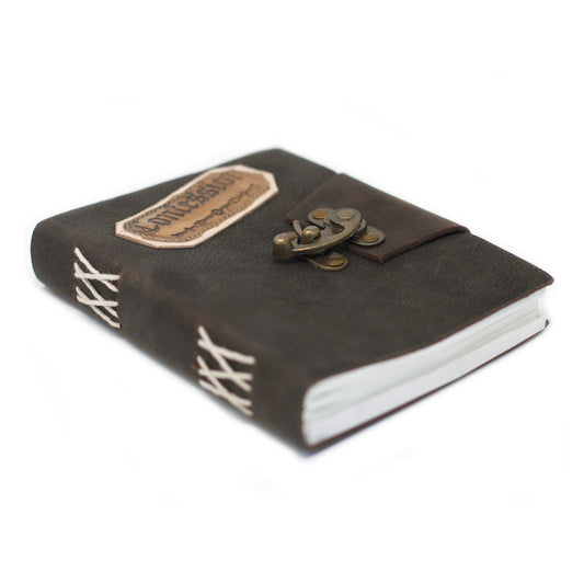 Leather Black Confessions with Lock Notebook