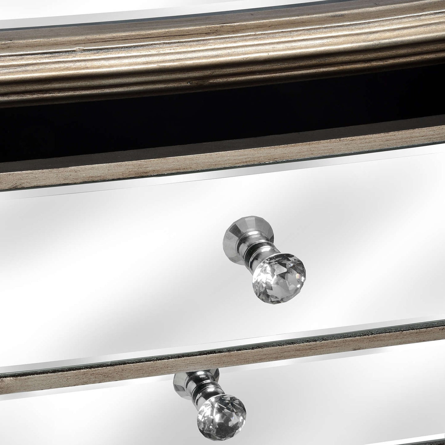 Three Drawer Mirrored Bedside