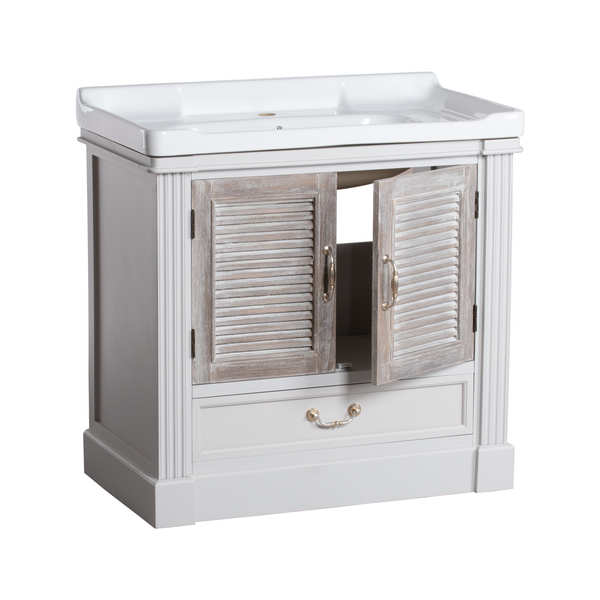 BLANC - Vanity Sink Unit With Louvered Doors