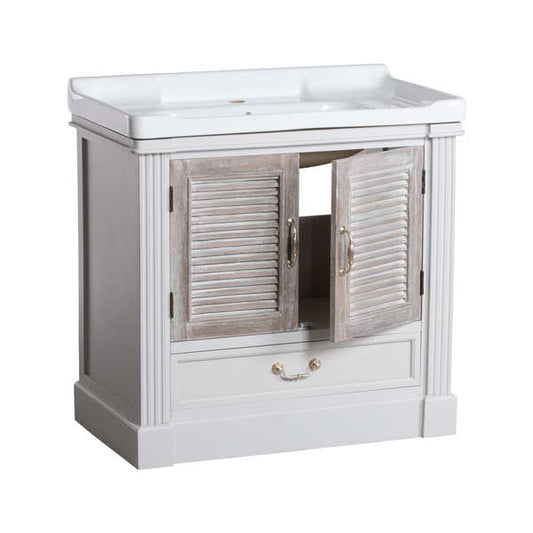 BLANC - Vanity Sink Unit With Louvered Doors