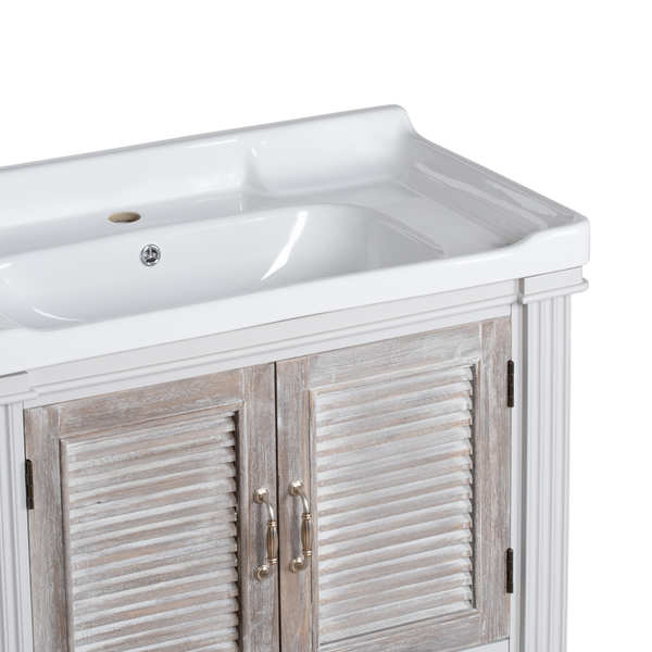 BLANC - Vanity Sink Unit With Louvered Doors