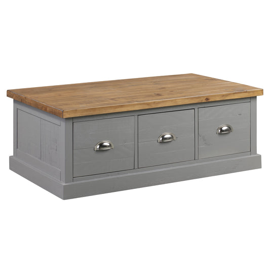 Grey Painted Six Drawer Coffee Table