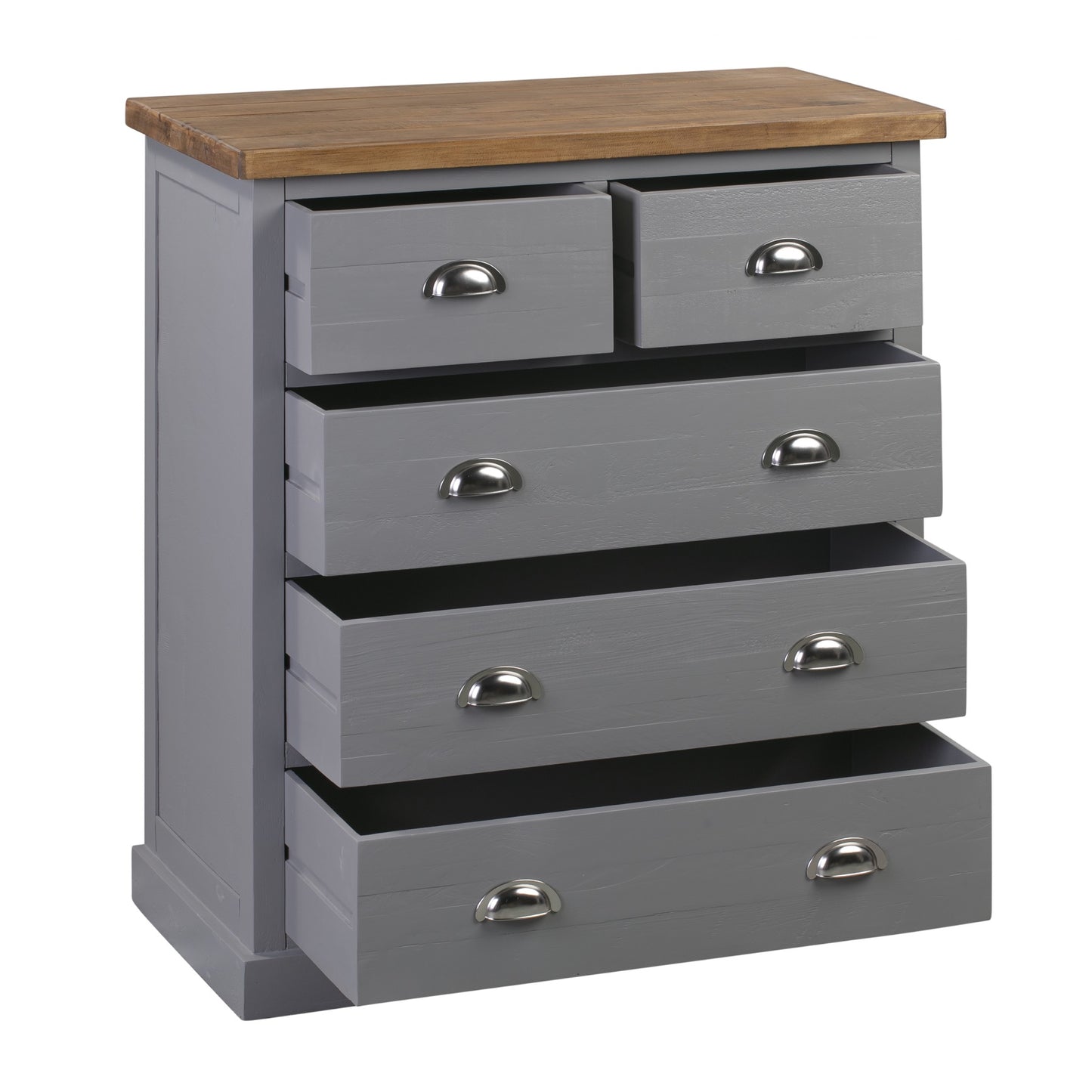 Grey Painted Two Over Three Chest of Drawers
