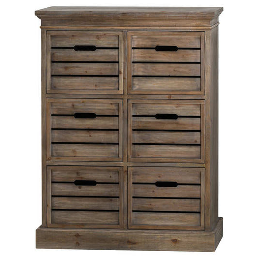Distressed Pine Six Drawer Chest