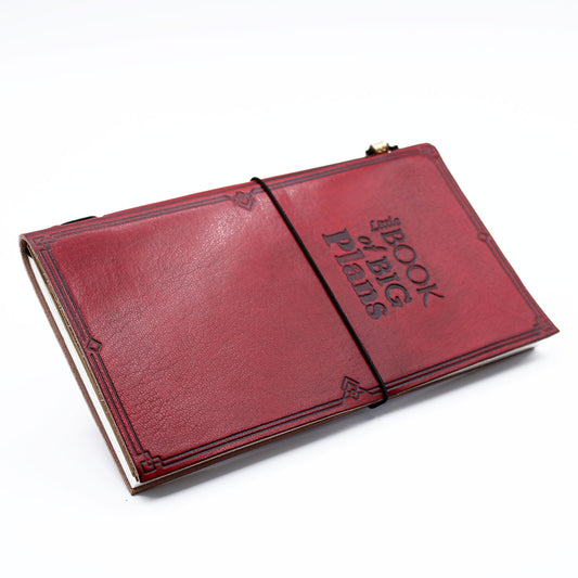 Handmade Leather Journal - Little Book of Big Plans - Red