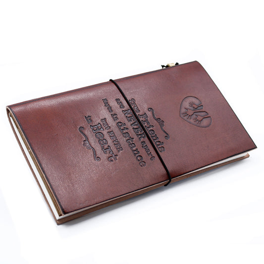 Handmade Leather Journal - True Friends - Brown
