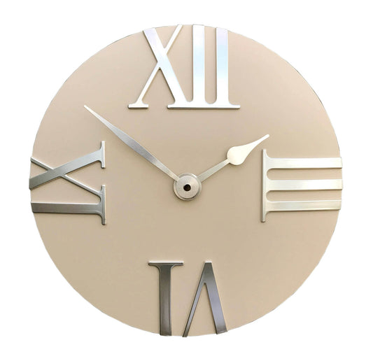 Roman Numerals Beige Clock