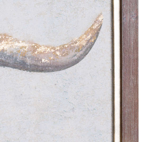 Bull On Cement Board Art With Frame