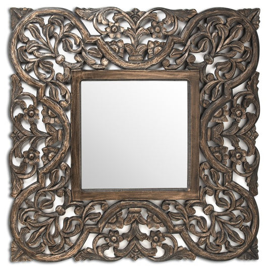 Dakato Grey Wash Carved Mirror