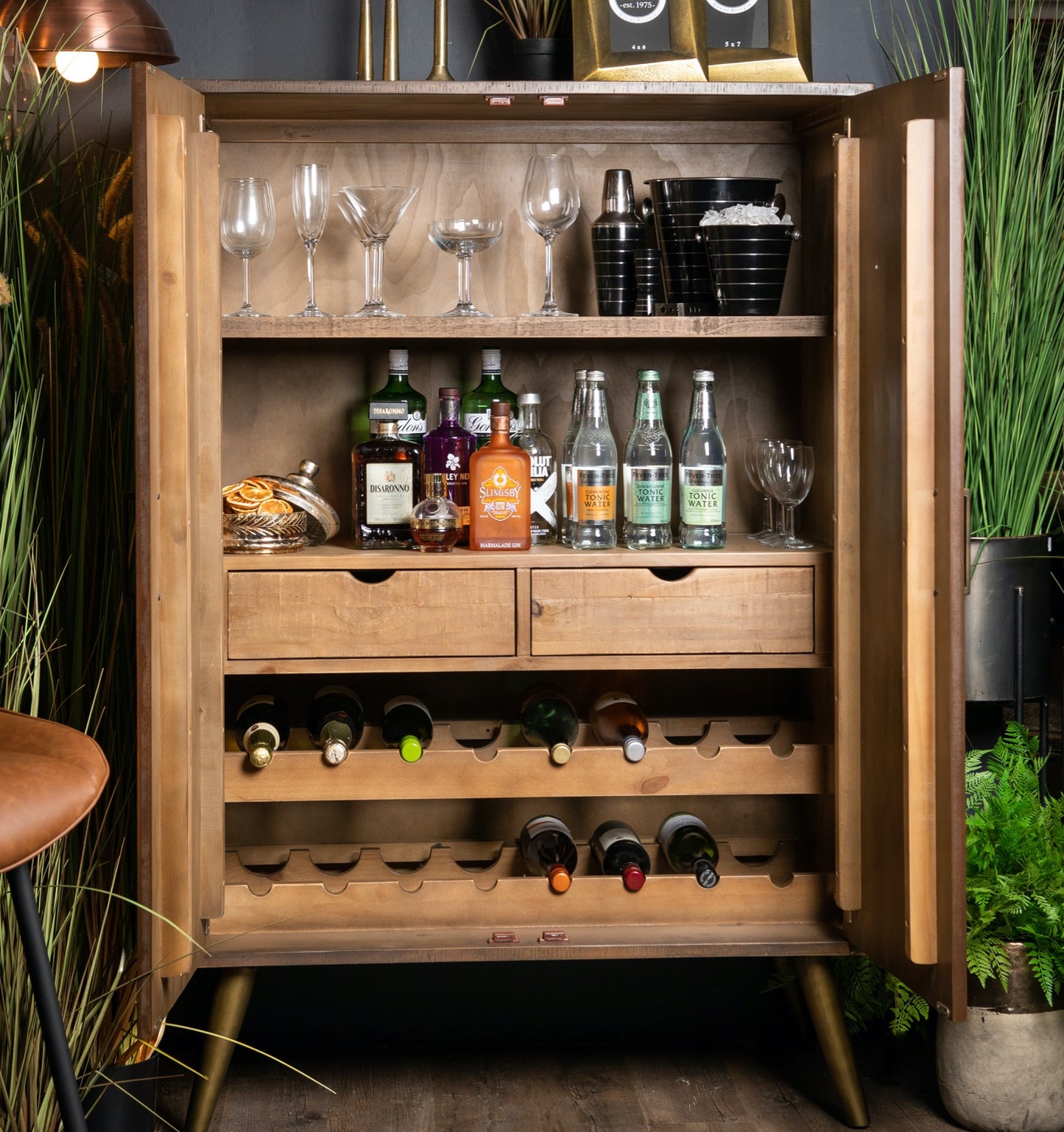 Gold Two Door Drinks Cabinet