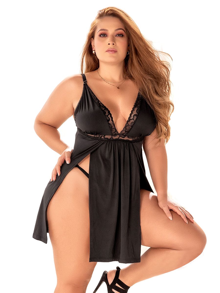 AIS Black Babydoll With Matching G-String