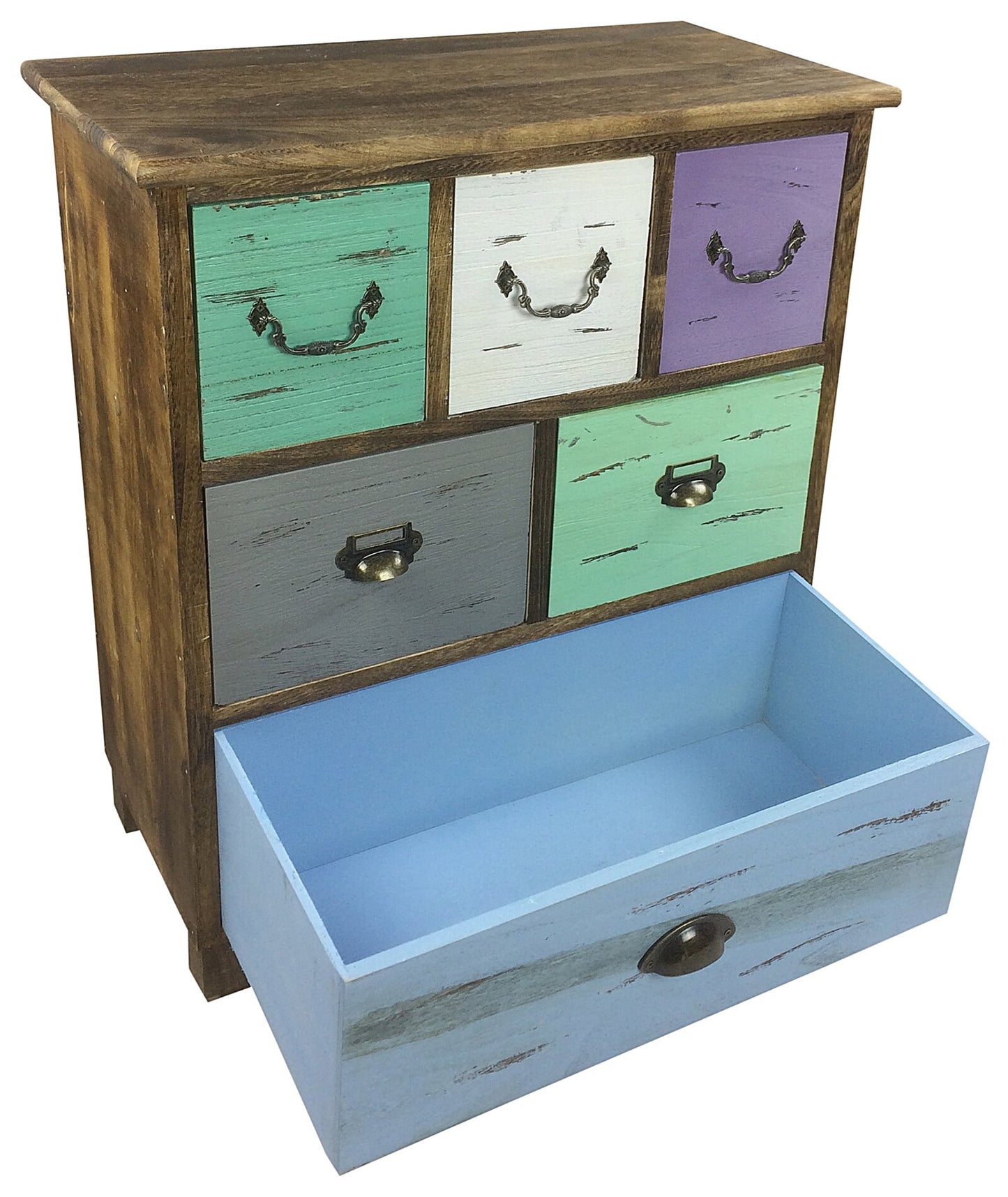 Colourful Wooden Storage Cabinet With 6 Drawers 69cm