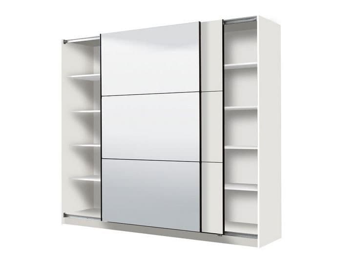 Large White And Mirrored Sliding Door Wardrobe 220cm