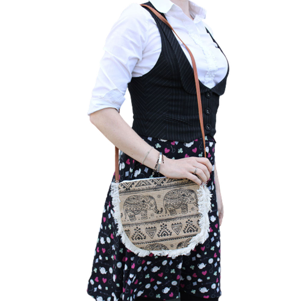 Fringe Bag - Tribal Elephant Print