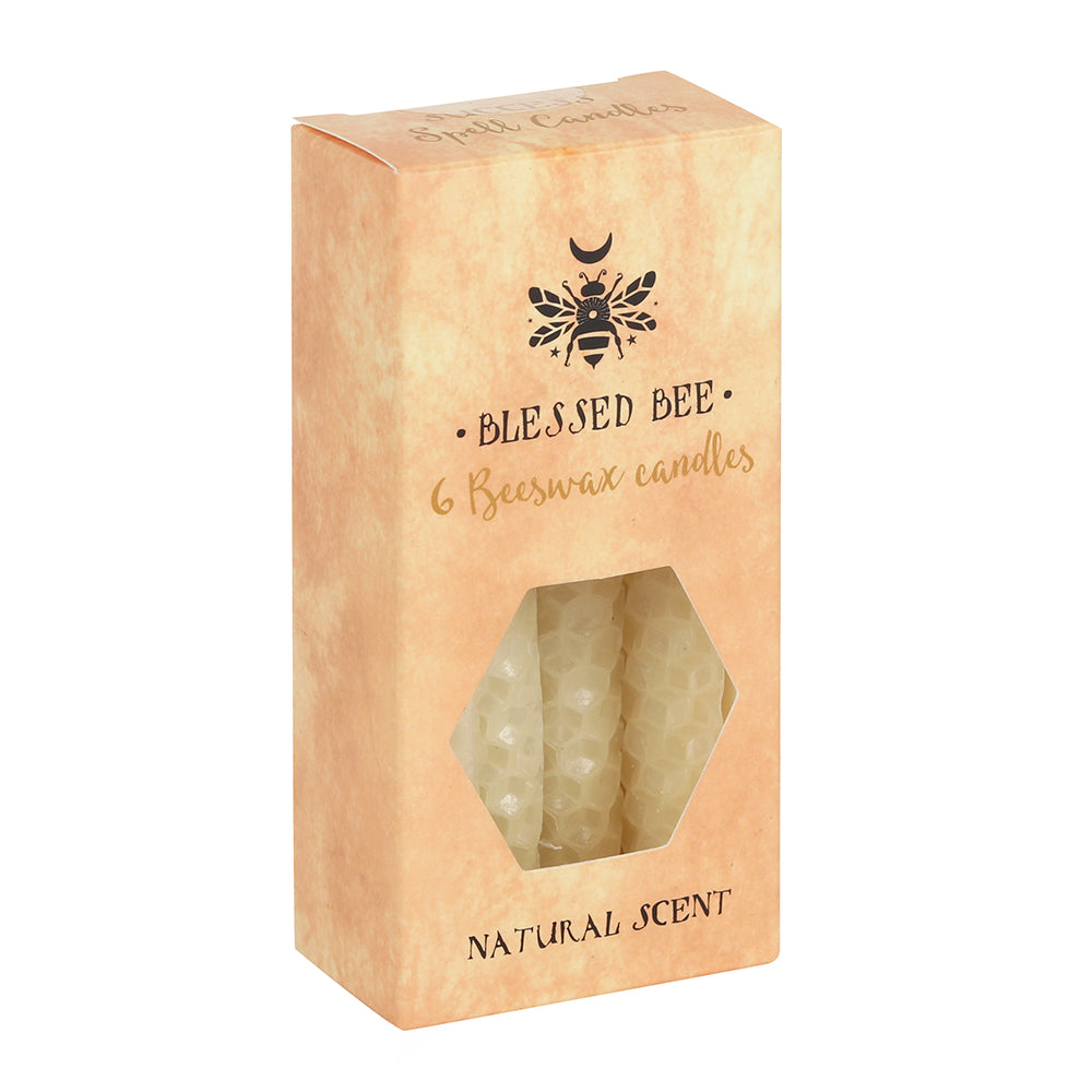 Cream Beeswax Blessed Bee Candles  -  Pack of 6 - Natural Scent