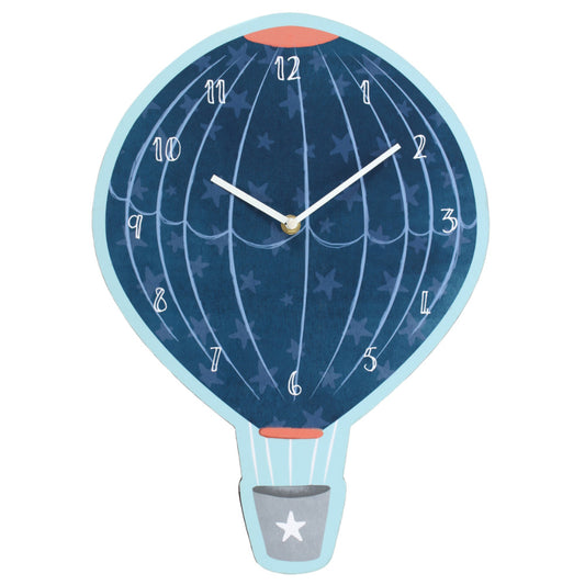 Blue Hot Air Balloon Wall Clock