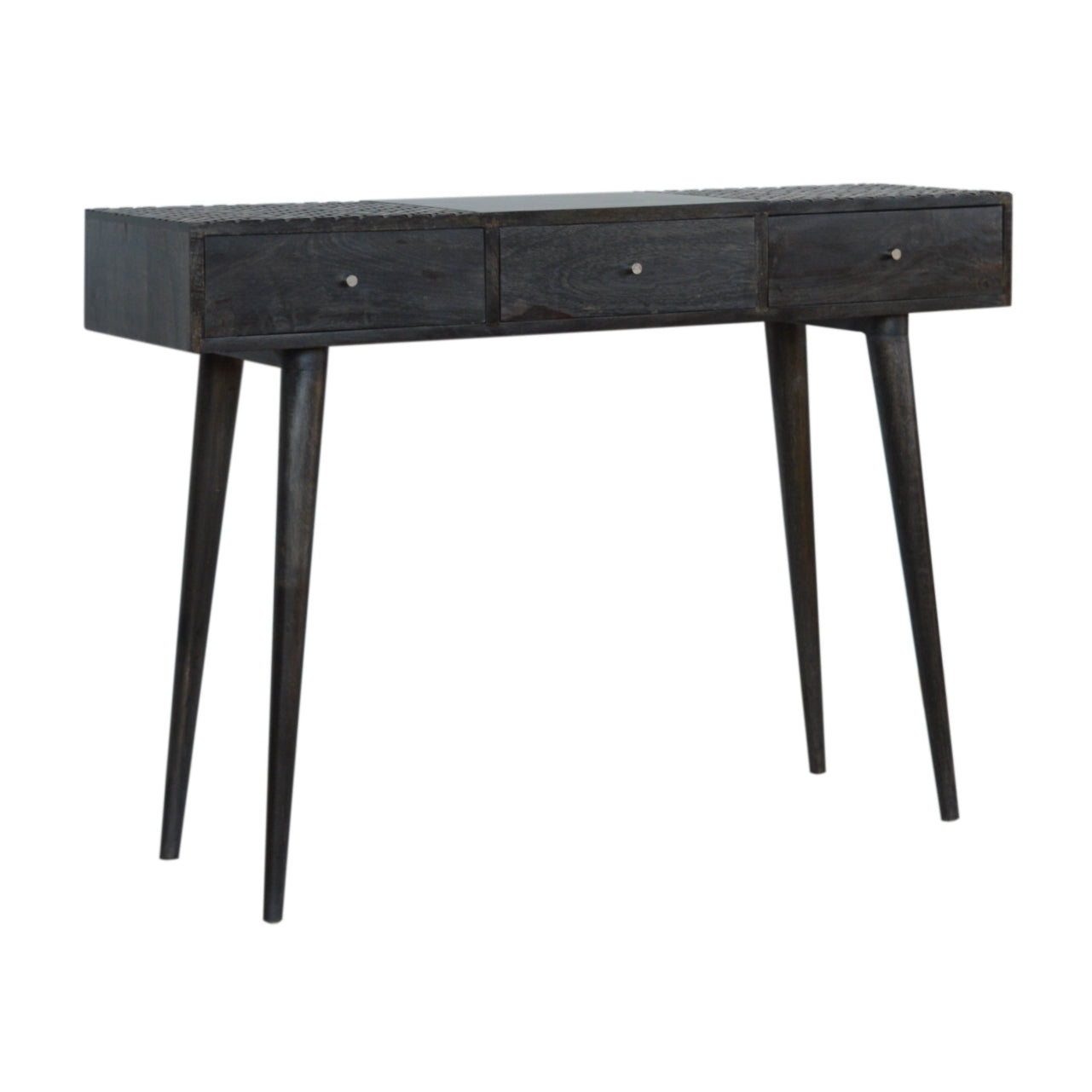 Three Drawer Ash Black Console Table