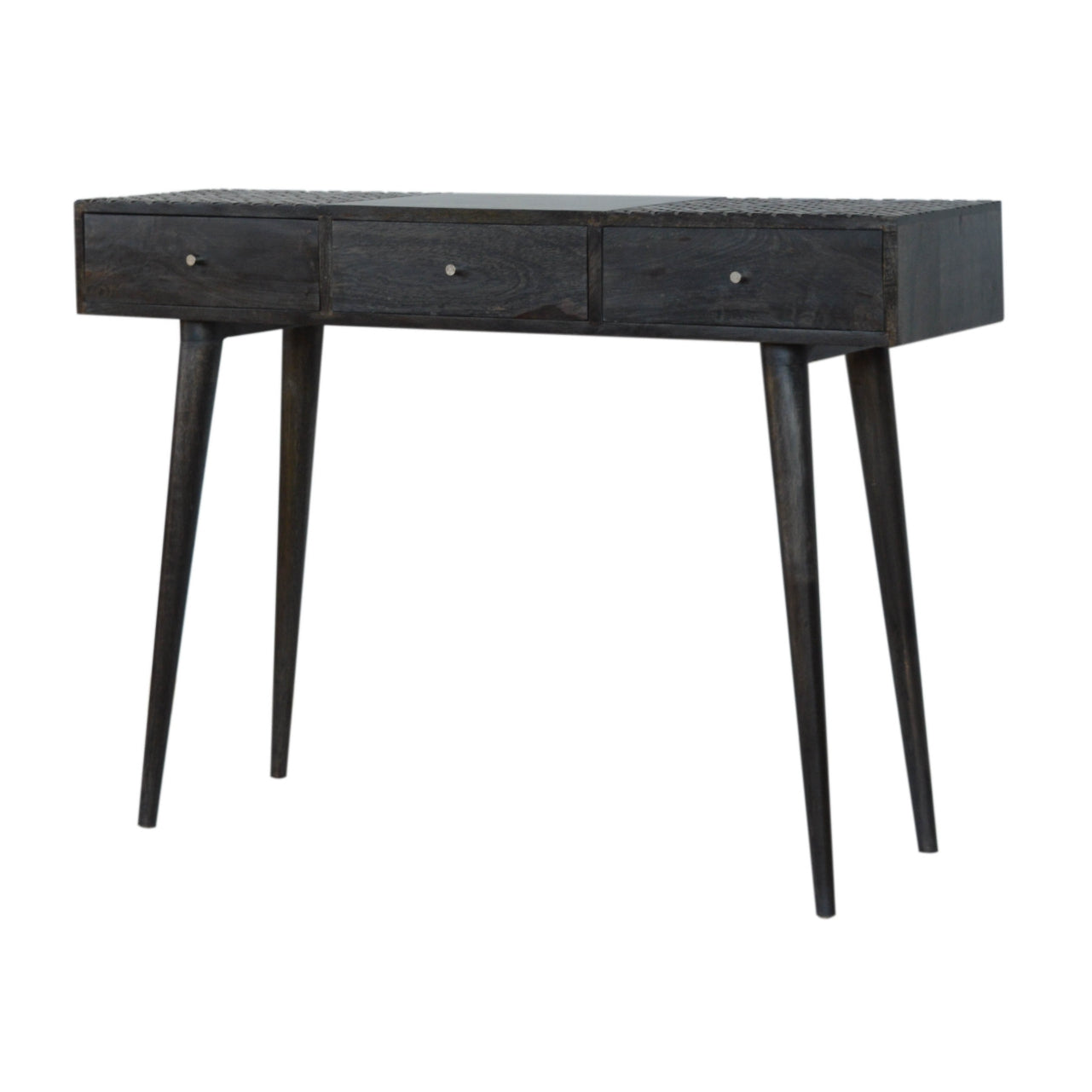 Three Drawer Ash Black Console Table