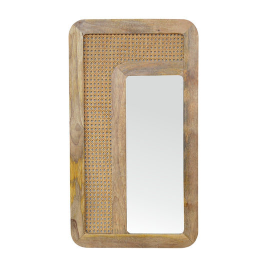 Rattan Design Long Woven Mirror