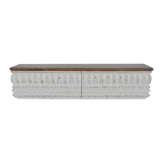 PEARL - Mango Wood Pale Acid Wash Wall Mounted Media Unit