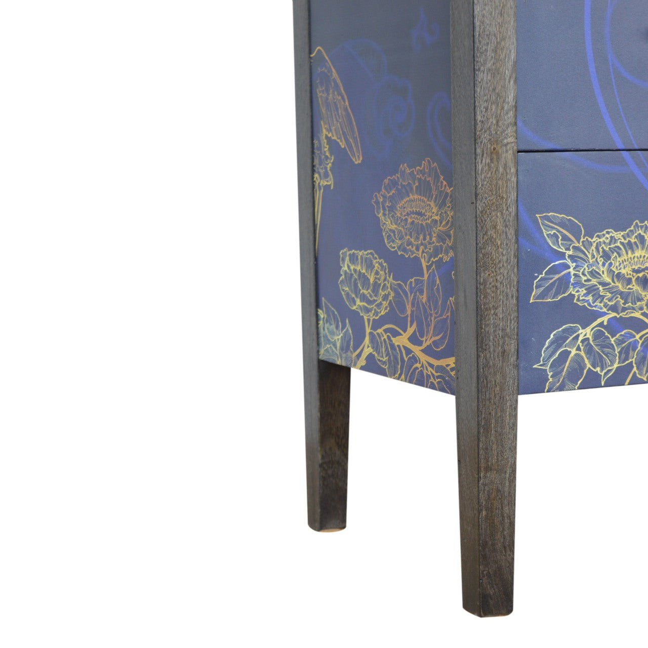 Three Drawer Mango Wood Midnight Blue Print chest