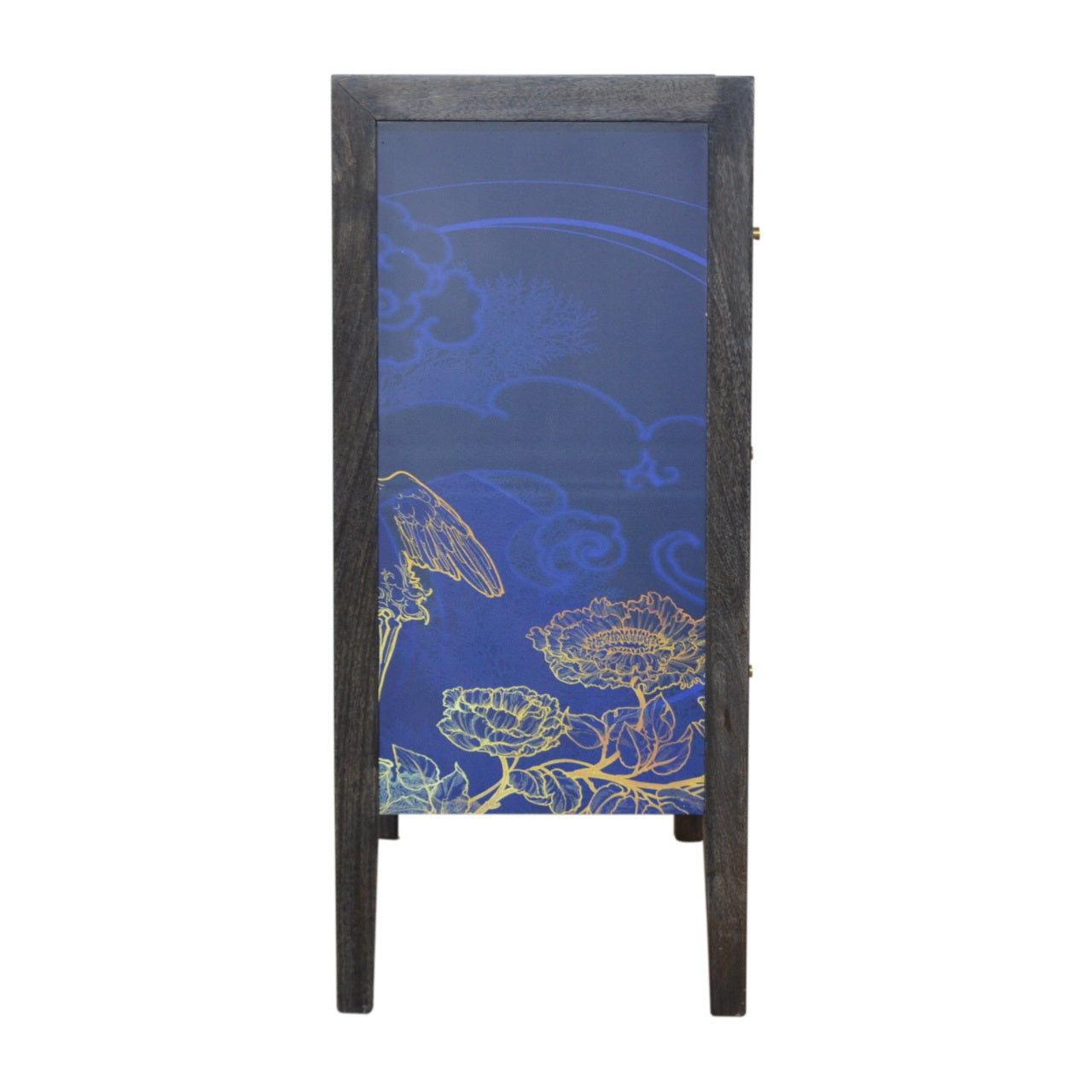 Three Drawer Mango Wood Midnight Blue Print chest
