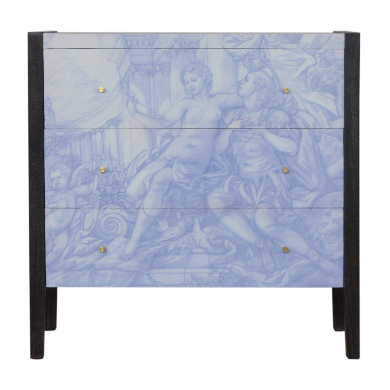 Three Drawer Mango Wood Ancient Greek Style Chest