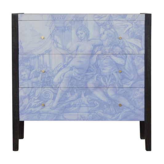 Three Drawer Mango Wood Ancient Greek Style Chest