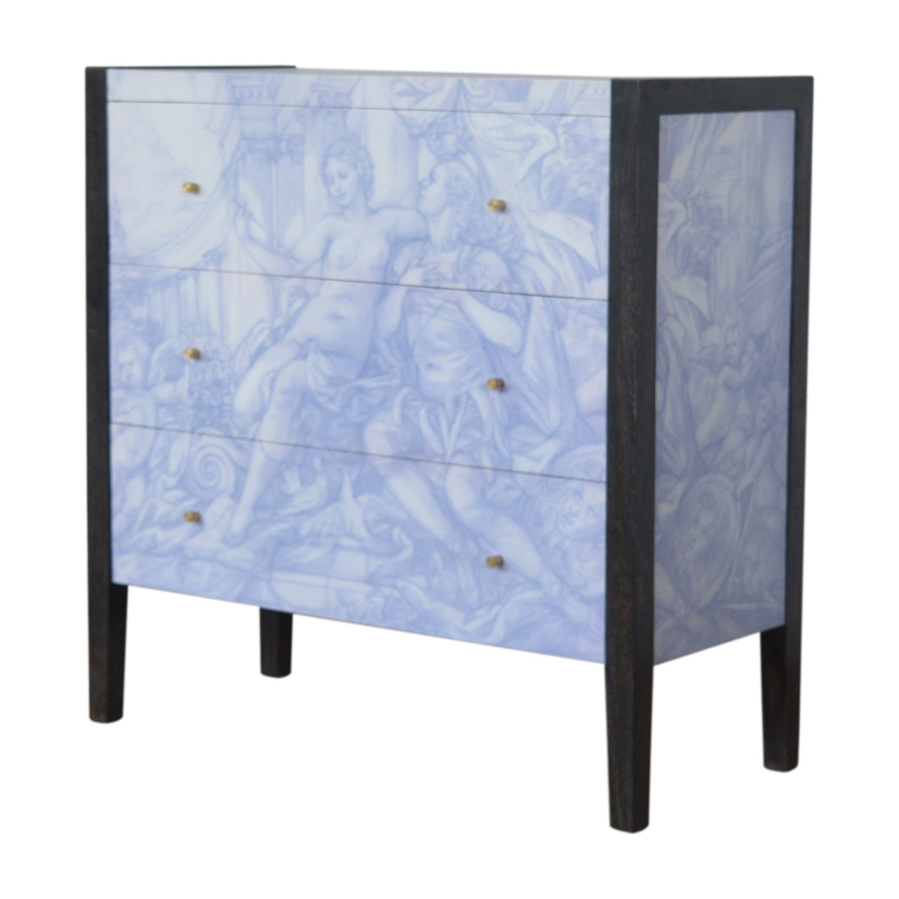 Three Drawer Mango Wood Ancient Greek Style Chest